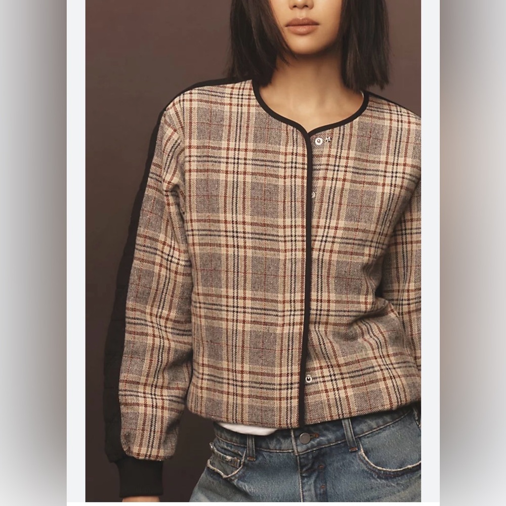 Anthropologie Dolan Plaid Bomber Jacket size large‎